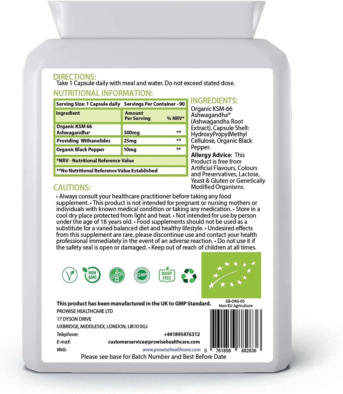 KSM-66 Ashwagandha with Organic Black Pepper 500Mg 90 Capsules | Certified Ashwagandha KSM-66 100% Natural Supplement | Ayurveda Formula &ndash; UK Manufactured | GMP Standards by Prowise Healthcare image number 6