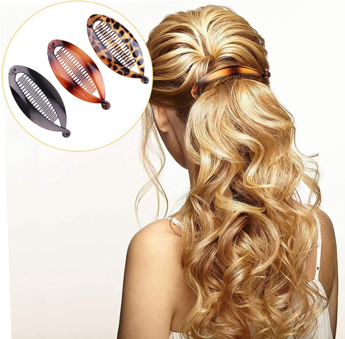 SULIUDAJI 3 Pieces Banana Hair Clips, Fish Hair Clips, Banana Hair Comb, Women'S Ponytail Hair Clip, Multicoloured, Size M, 3 Count image number 1