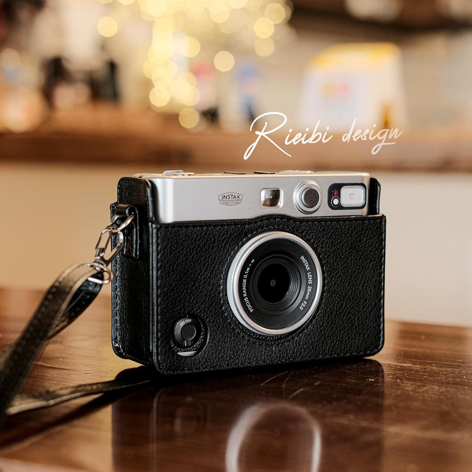 Rieibi Mini EVO Case - Vintage PU Leather Protective Case for Fuji Instax Mini EVO Instant Camera - Removable Case with Adjustable Shoulder Strap Battery Charging Port - Black - Black image number 5
