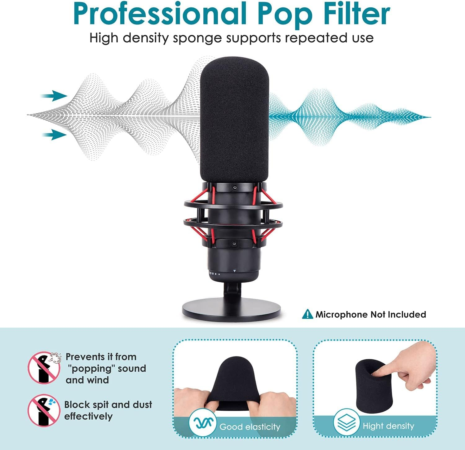 YOUSHARES Foam Covers for Quadcast, Windscreen Compatible with Hyperx Quadcast S Mic image number 1