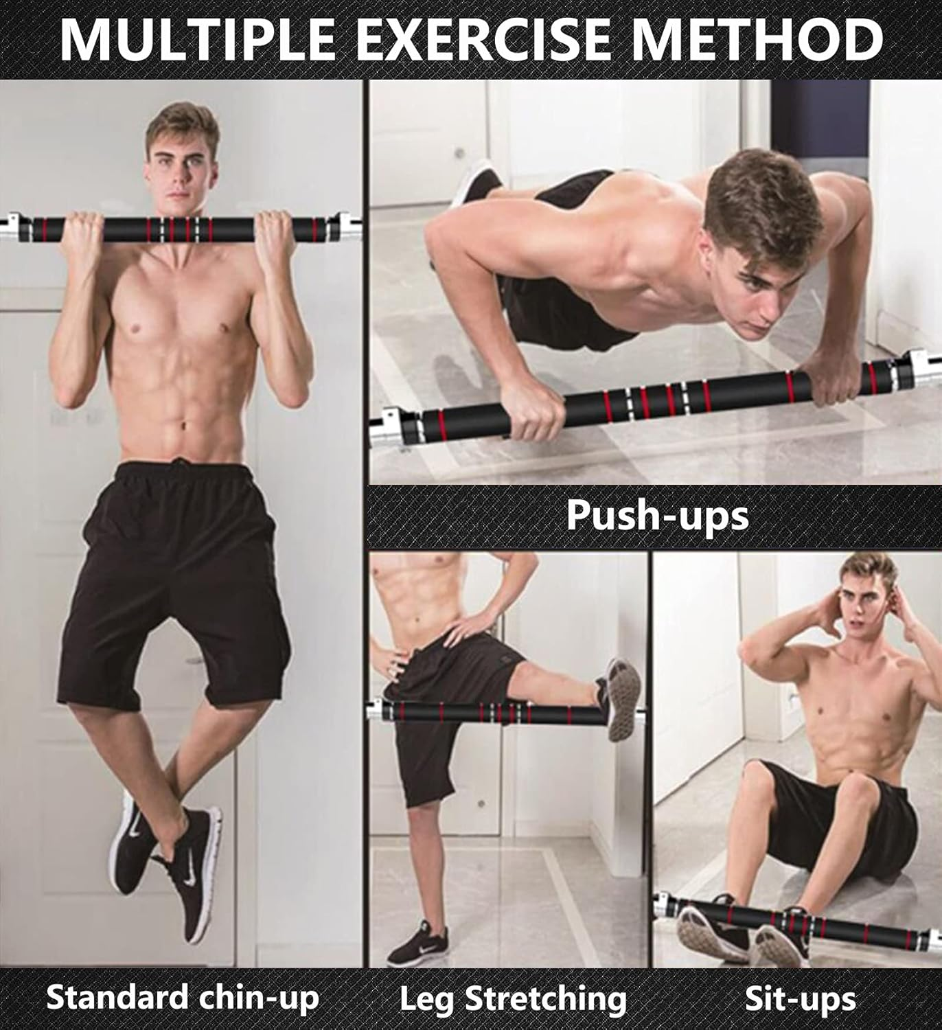 Pull up Bar No Screw Installation Doorway Chin up Bar Adjustable Width Locking Mechanism Fitness Workout Bar Home Gym Equipment image number 3