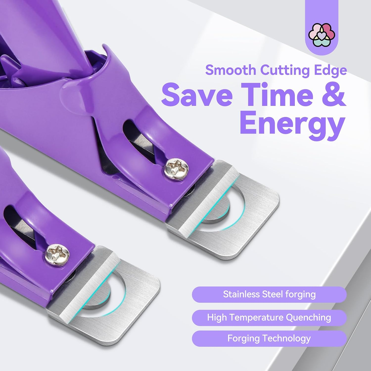 SAVILAND Acrylic Nail Clippers with Magnets: Purple Nail Clipper for Acrylic Nails Cutter with Sizer Magnets 15PCS Sharp Professional Fake Nails Stainless Nail Trimmer Manicure Tool Women Salon Home image number 2