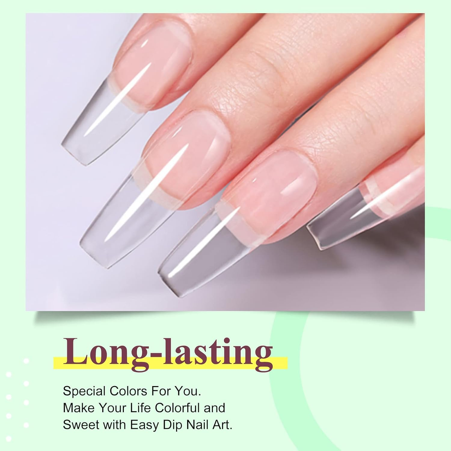 28 G/Box Fine Diving Powder French Manicure Foundation Colours Pink and White Diving Powder Nails, No UV LED Healing, 1 Ounce per Box, Clear image number 2