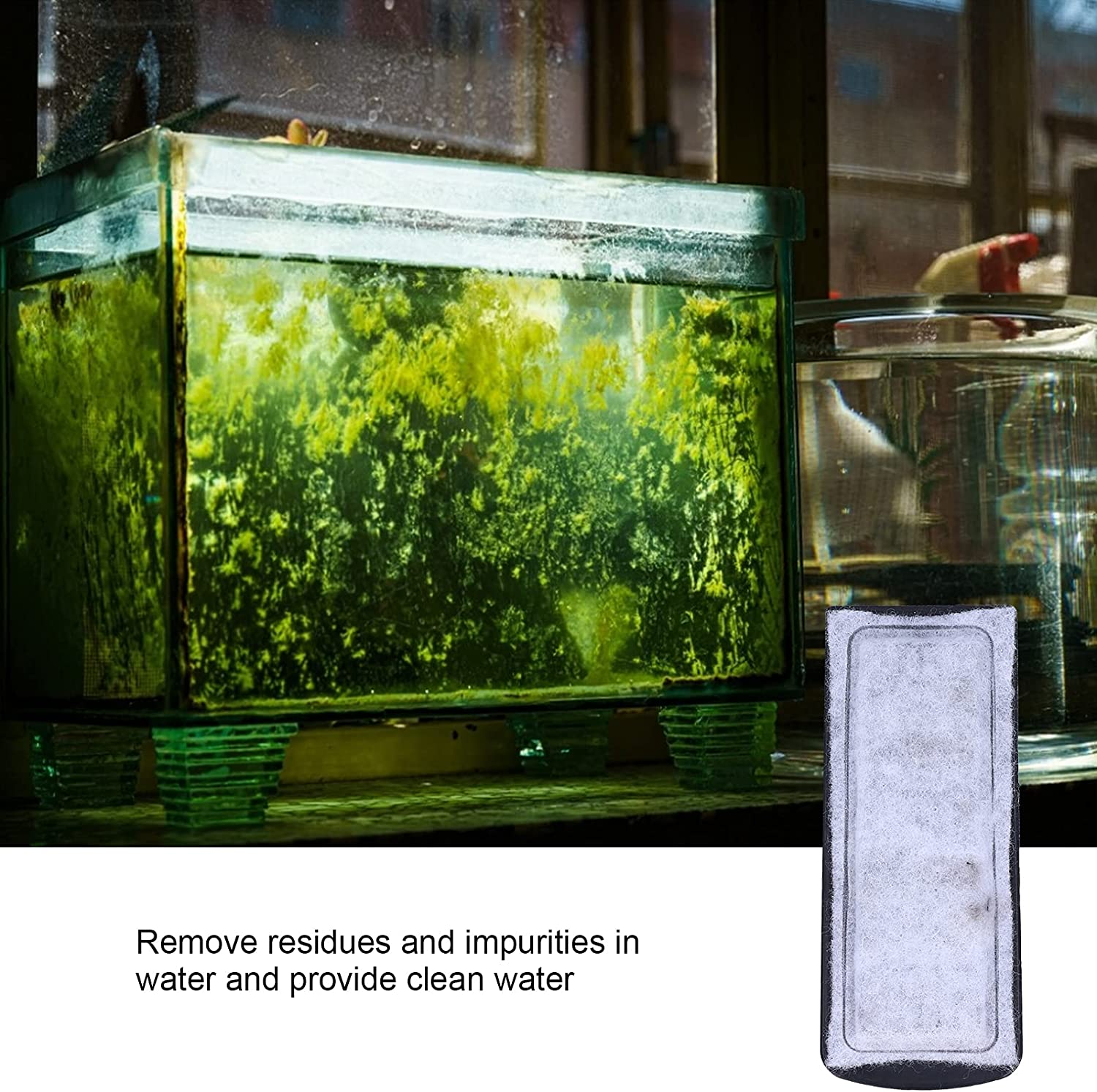 6Pcs Aquarium Filter Cotton Replacement Captures and Fish Surplus Heavy Metals and More Simply Rinse to Cleanup for Fish Tanks