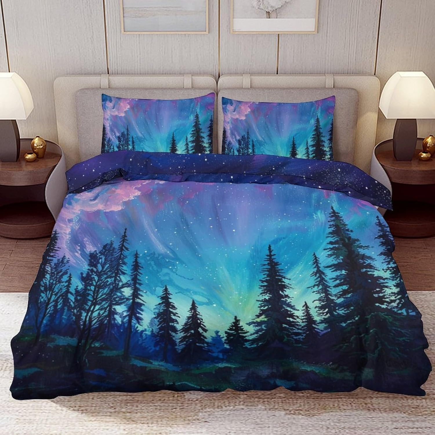 Delerain Comforter Set Queen Size, Red Cherry Print 3-Piece Bedding Set for Women Men Modern Soft Microfiber Bedroom Set Room Decor, 1 Duvet Cover + 2 Pillowcases