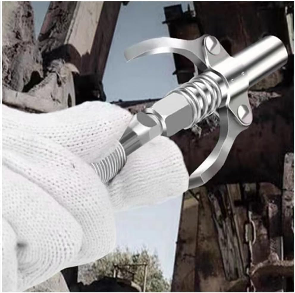 Grease Gun Coupler, Granmagazz Double Handle Mini Tips, Upgrade Double Handle Quick Lock Release Grease Joint Fittings, Heavy-Duty Grease Nozzle Fittings with 30 Cm Spring Hose image number 1