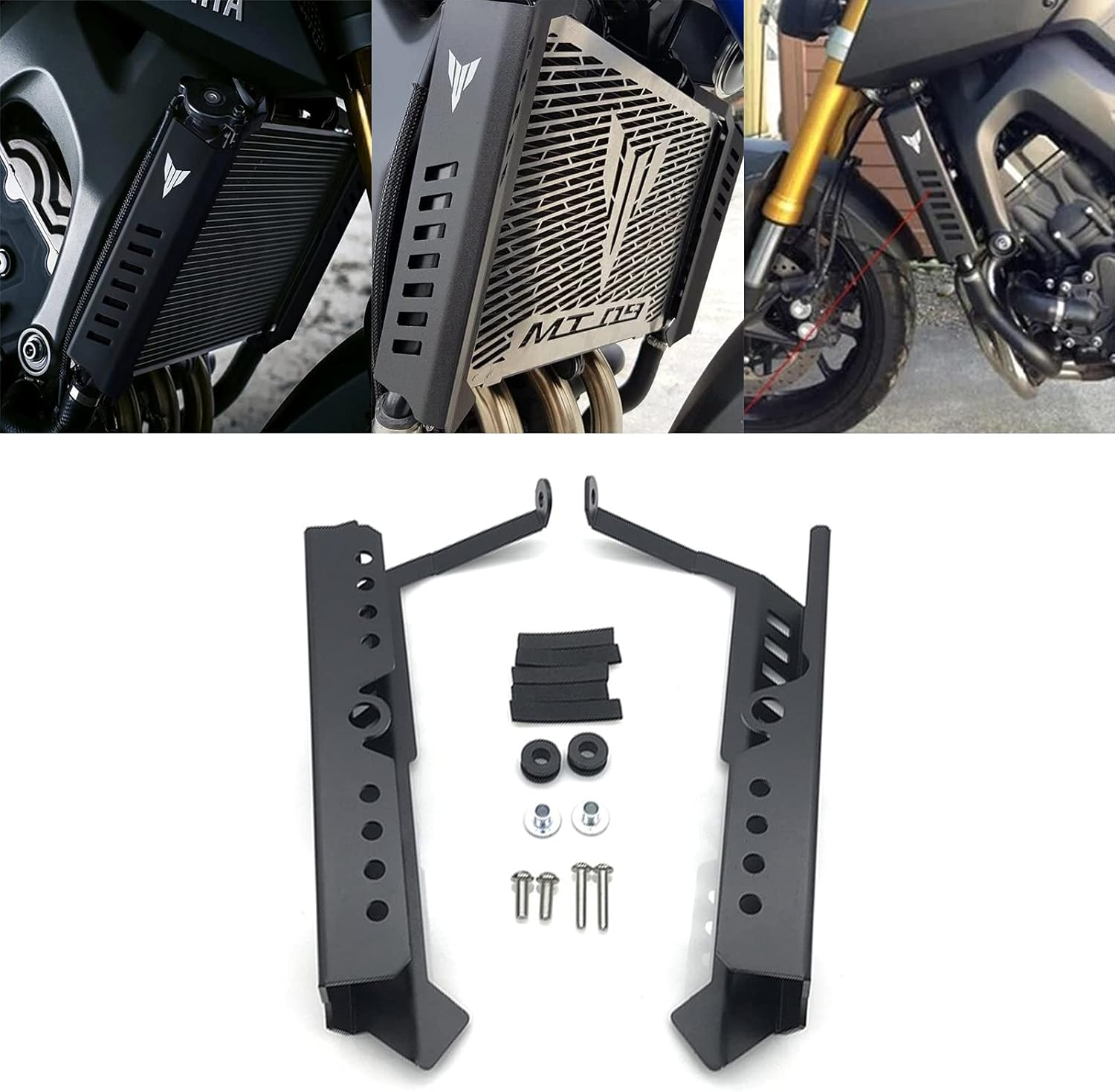 Motorcycle Radiator Grille Guard Protector Side Cover Radiator Cooling Tank Side Guards Cover Protector for YAMAHA MT09 MT-09 FZ09 FZ-09 2013 2014 2015 2016 2017(Black) - Blue image number 2