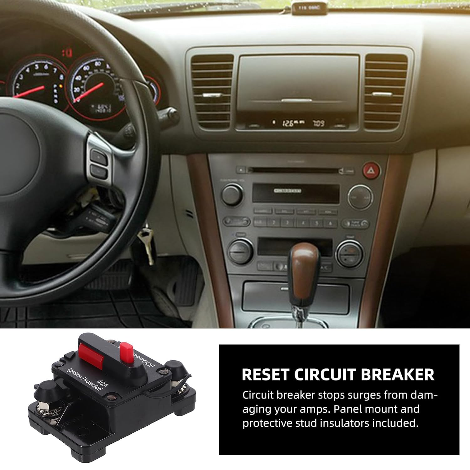 Iplusmile 40 Amp Circuit Breaker Manual Reset Inline Fuse Inverter Waterproof 12V- 48V DC Fuse Holder for Motor Car Marine Trolling Boat Manual Power image number 4