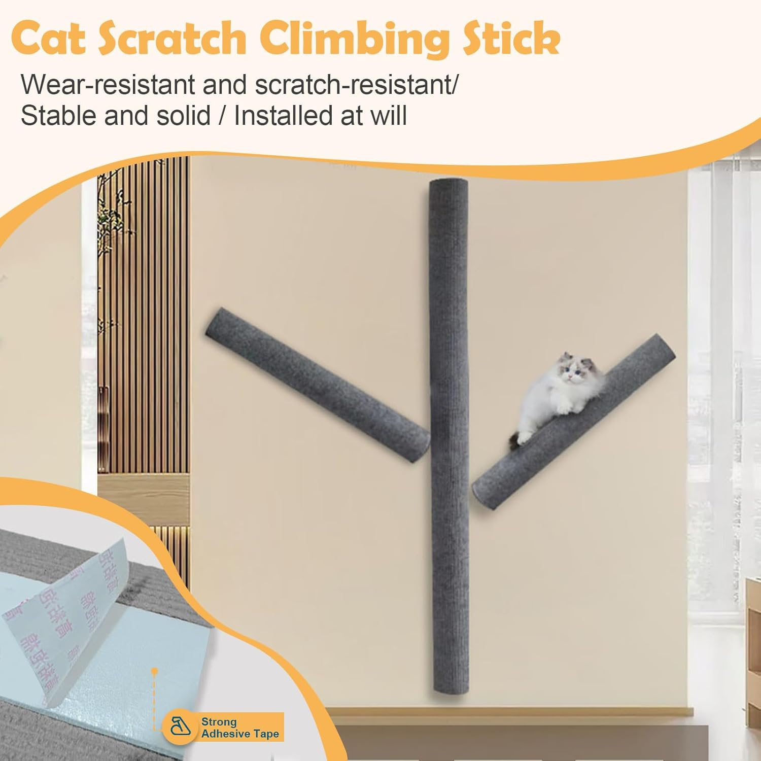 ​​​Scratching Post for Cats, Scratching Post, Small Cat Scratching Post, Cat Scratching Post, Cat Scratching Post, Cat Scratching Post (Side Mounting, 12 X 50 Cm) image number 1