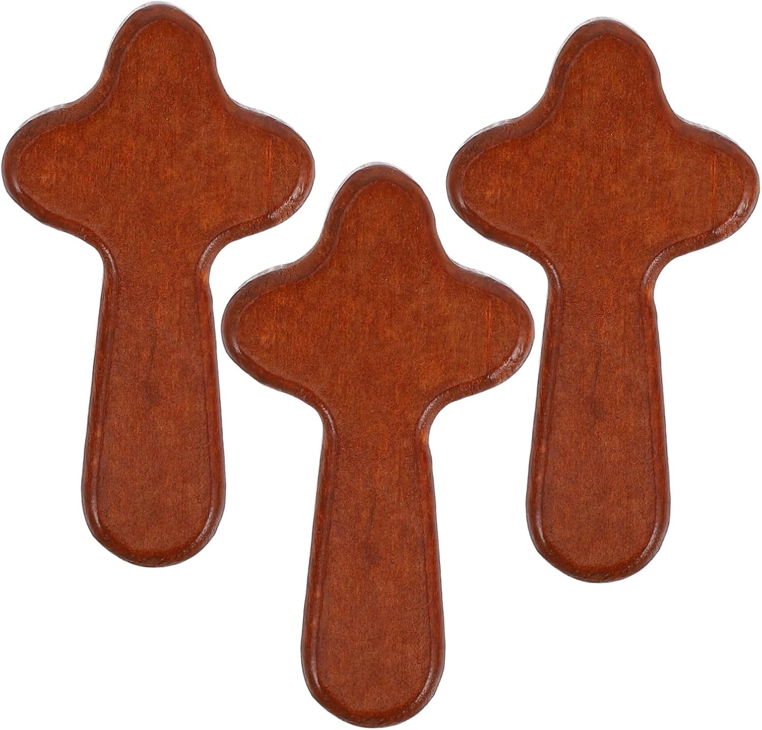 FUTUREORYY 3Pcs Small Hand Held Wooden Cross Portable Pocket Prayer Crosses for Comfort and Peace for Baptism First Communion Mother Day image number 6