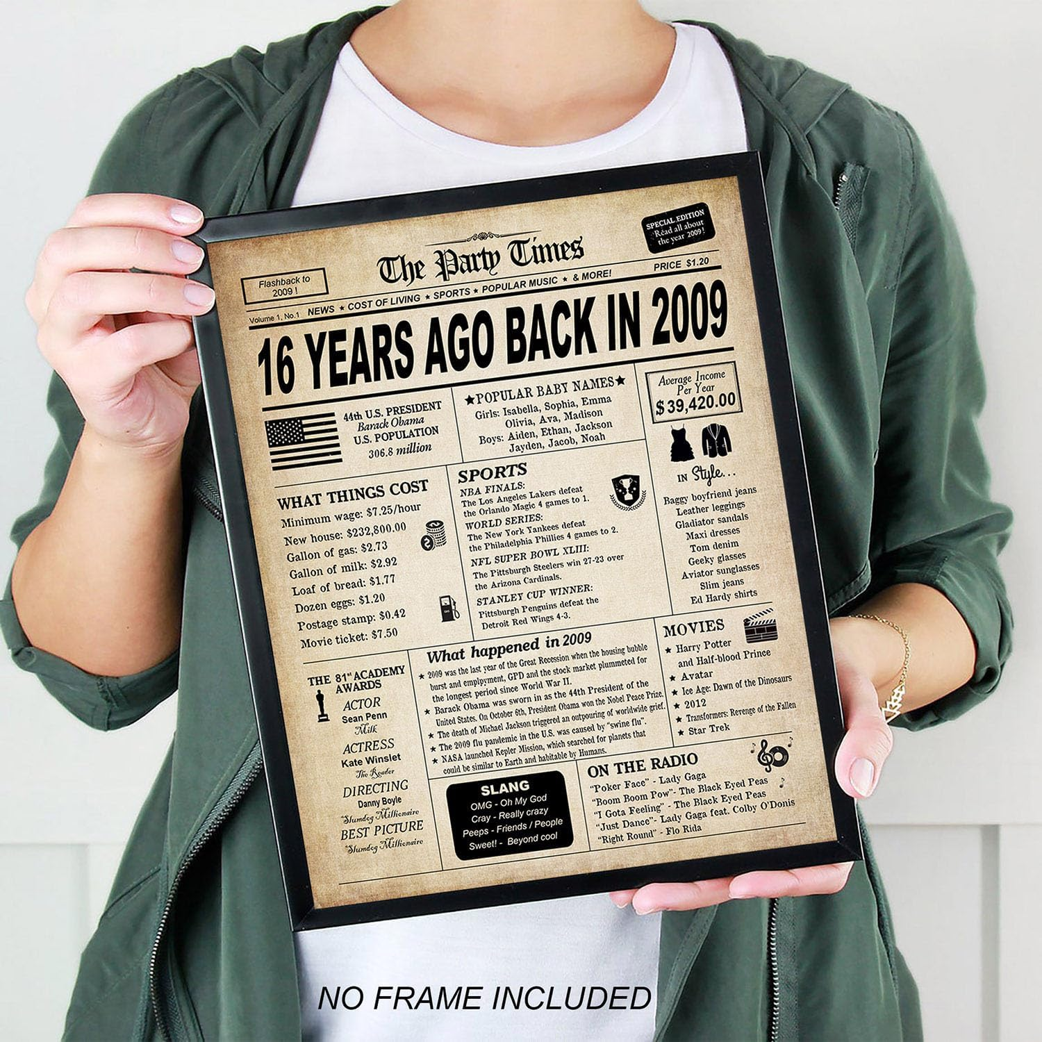 GIFTSFARM 16Th Birthday Decorations for Boys and Girls, Back in 2009 Print, 16Th Birthday Card, Vintage Party Poster Supplies Anniversary Centerpiece for Teens, 16 Birthday Decoration, Sweet 16 image number 4