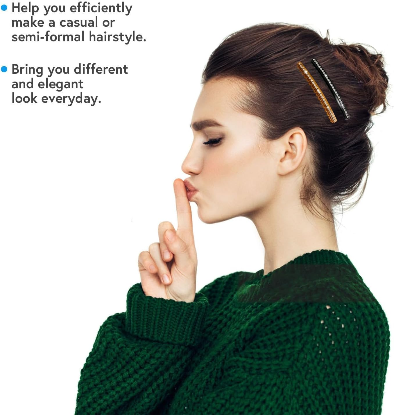 Side Hair Comb for French Twist Bangs Hair Pin Clips with Rhinestone Hair Accessories Decorative Comb for Women Kids Girls 6Pcs