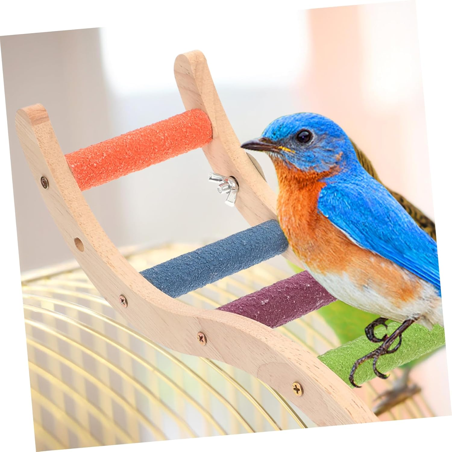 Ipetboom Bird Cage Accessories Parrot Climbing Ladder Wooden Small Ladder Chew Rat Cage Accessories