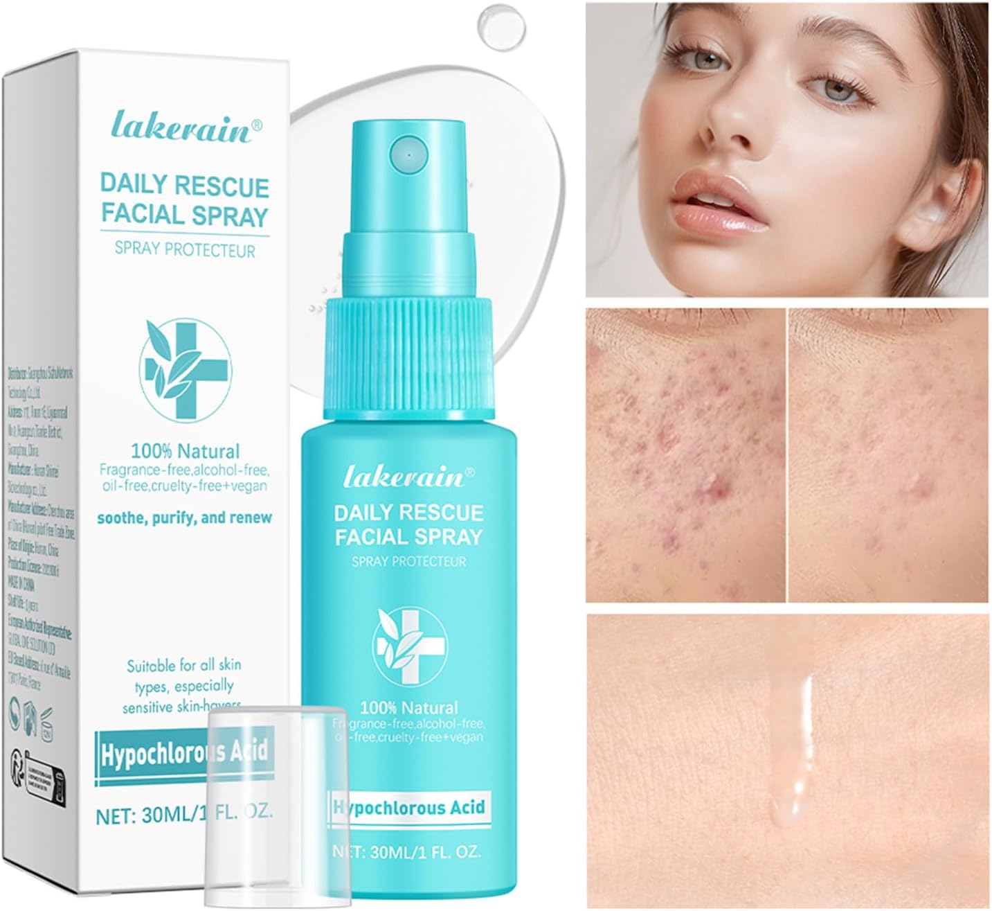 Hypochlorous Acid Face and Skin Spray,Safe for Use on Acne Prone Skin/Eczema/Dry Scalp/Post Procedure/Toner/Eye Lash/Face and Hand Cleanser image number 2