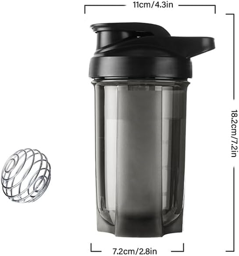 Protein Shaker Bottle 500Ml with Stainless Steel Mixing Ball, BPA- and DEHP- Free, Leakproof Flip on Lid, Temperature Safe, Dishwasher Safe Perfect for Mixing Powdered Shakes - (Black) - Blue image number 6