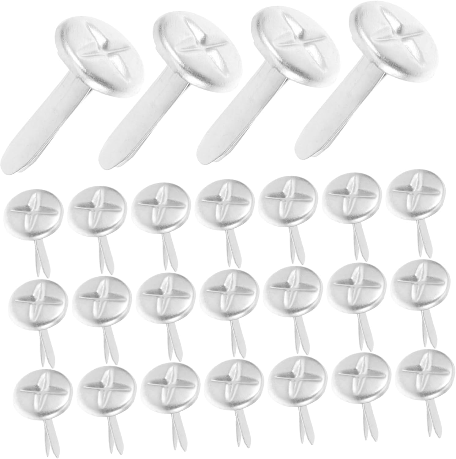 Housoutil 100Pcs Craft Brads Fastener round Flat Head for Paper for Boys and Girls Double Legs