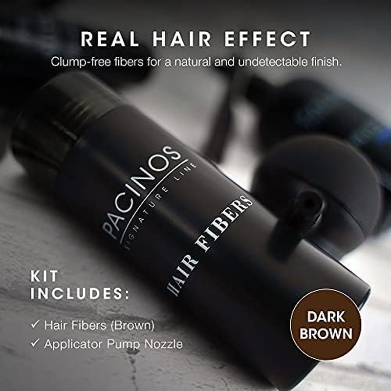 Pacinos Hair Fiber Kit - Conceal Thinning Hair Instantly with Fiber Hold Spray - Dark Brown image number 5