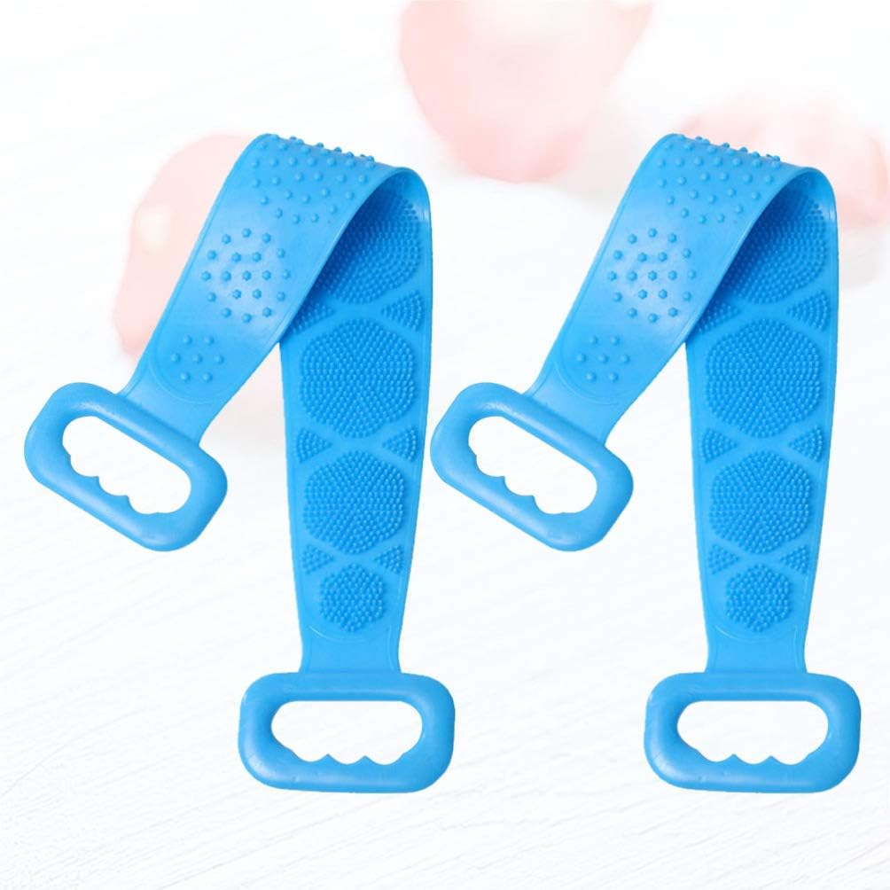 Cabilock 2Pcs Silicone Bathing Massage Brush Exfoliating Shower Towel Hand for Cleaning Bathroom Supplies