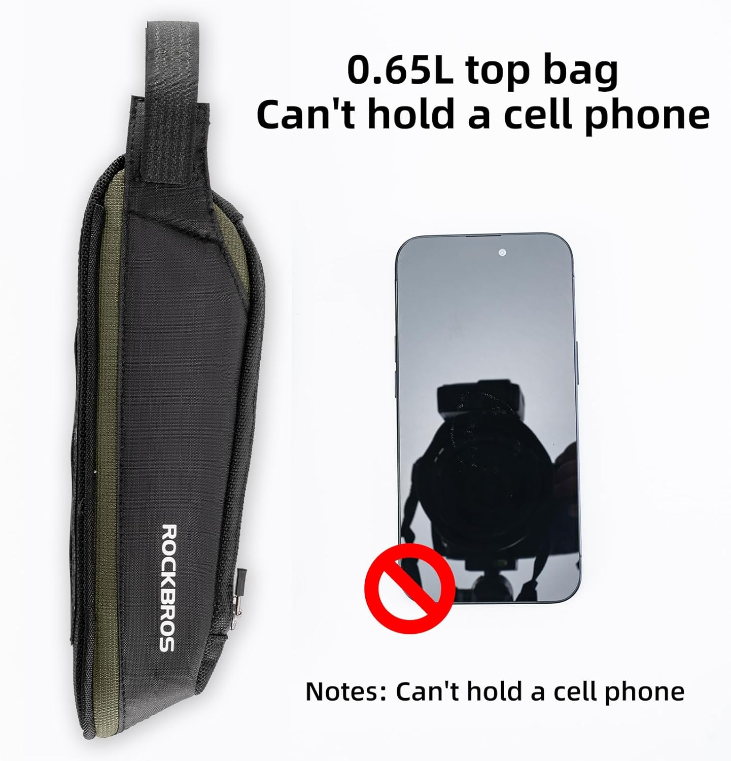 ROCKBROS Bike Top Tube Bag Bike Frame Bag Bike Triangle Bag Small Aerodynamic Bag for Triathlon and Gravel Bikes (Black) image number 4