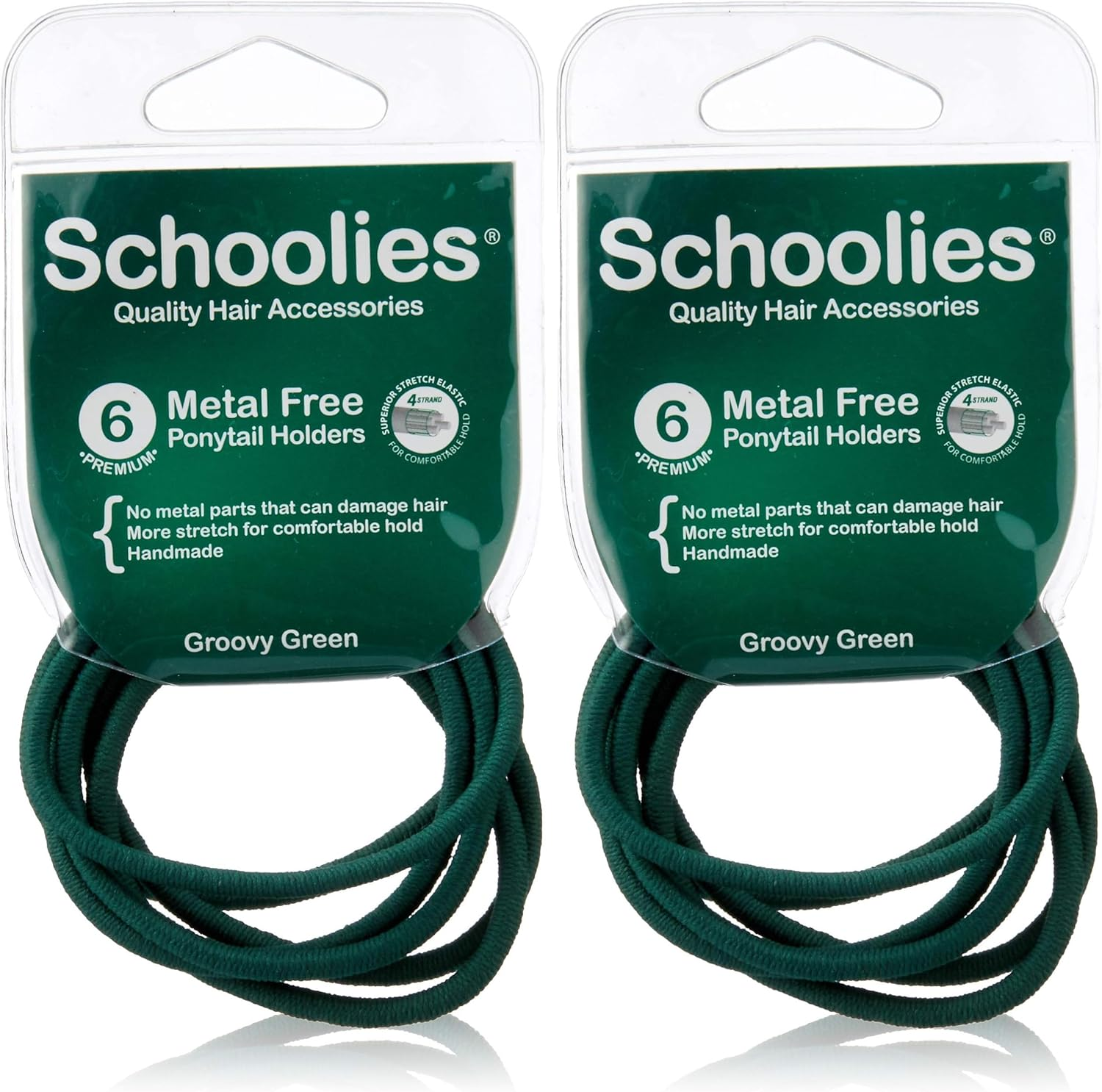 Schoolies Hair Accessories Metal Free Ponytail Holders 6 Pieces, Real Dark Blue (Pack of 2)