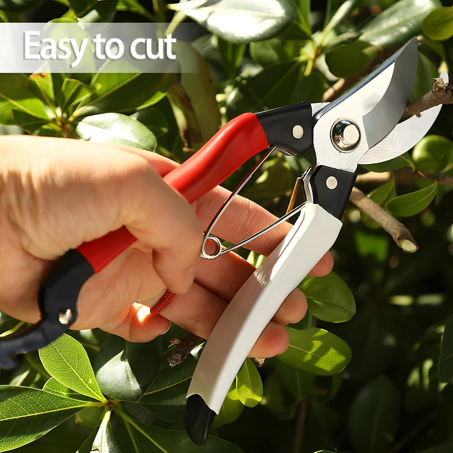 Bypass Pruning Shears, 8" Gardening Hand Pruner, High Carbon Alloy Steel Compact Pruner with Safety Buckle for Pruning Fruit Branches Gardening Pruning Shaping Picking Fruits Flowers image number 2