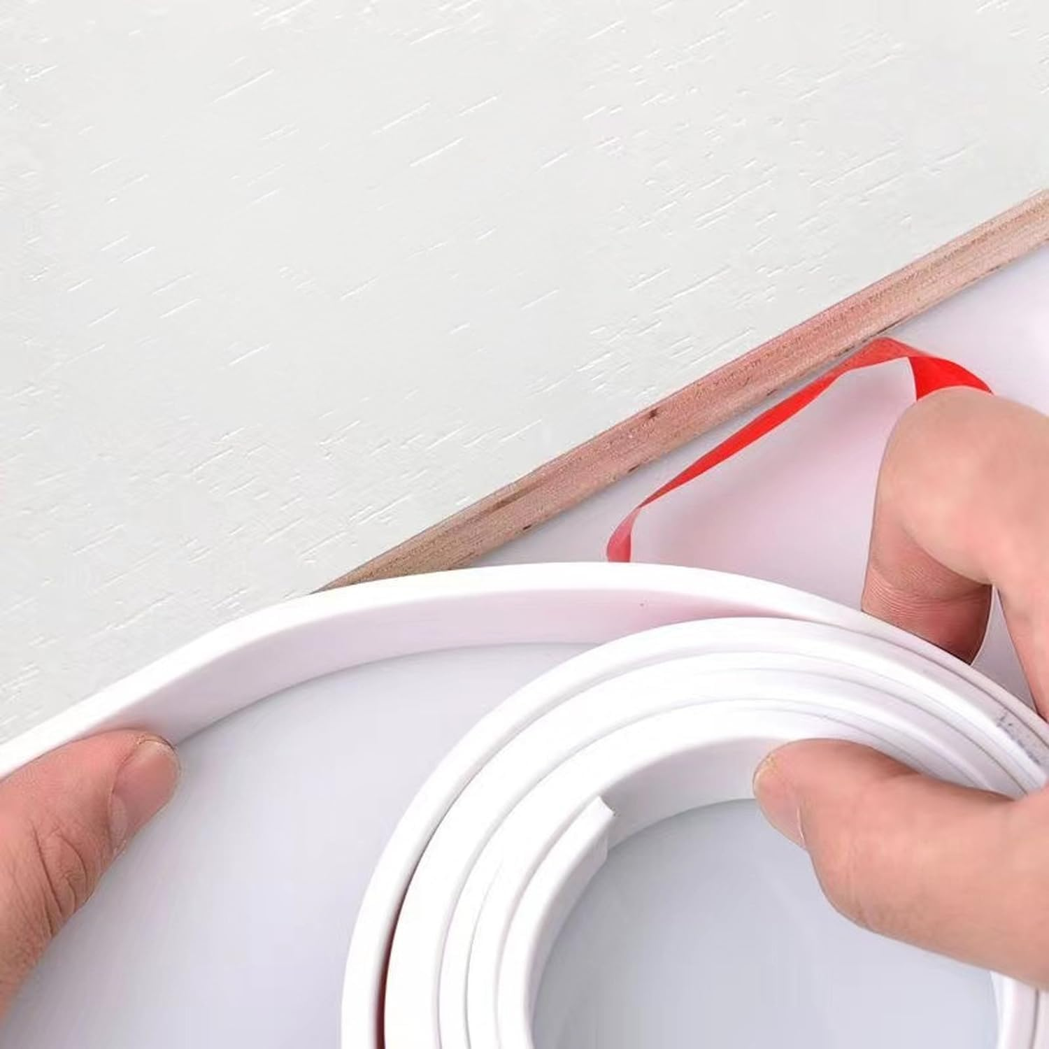 Edge Protector for Cabinets, Desk, and Furniture &ndash; White TPE Self-Adhesive Edge Banding Tape, Compatible with Various Surfaces, 5M Length, Width 16Mm，Easy to Apply &ndash; CRFY image number 4
