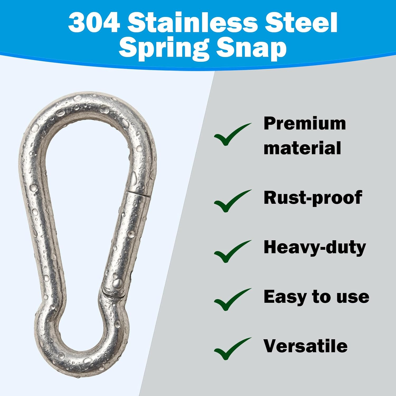 304 Stainless Steel Carabiners - Heavy Duty, Durable & Rust-Free Clips for Gym, Swing, Dog Leashes, Hammocks, Keychains, and More