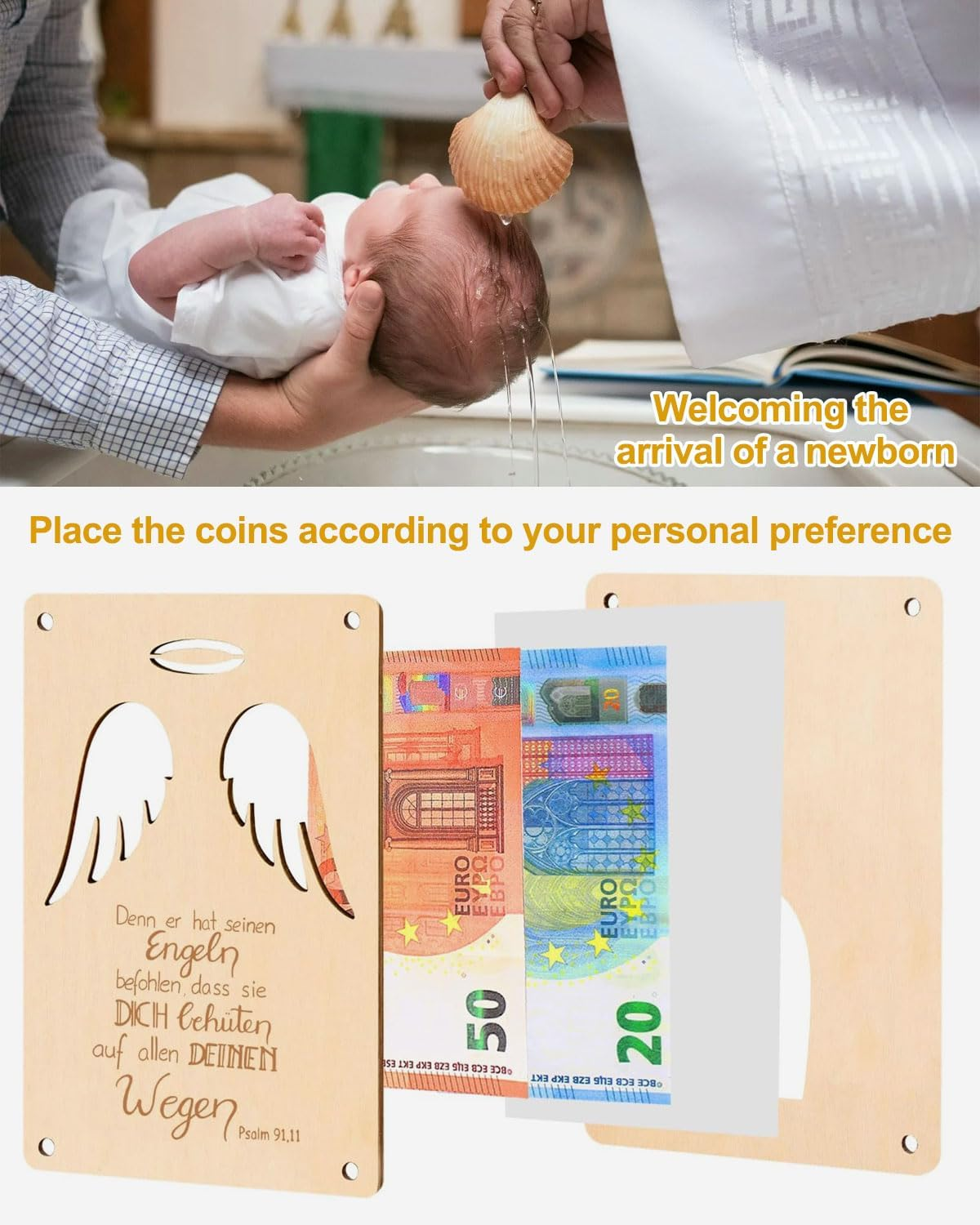 Christening Gifts for Boys and Girls, Gift Christening Card Made of Wood in Small Form - Cool Money Gifts for Confirmation, Communion, Youth Consecration, Christening - Money Gifts Packaging image number 6