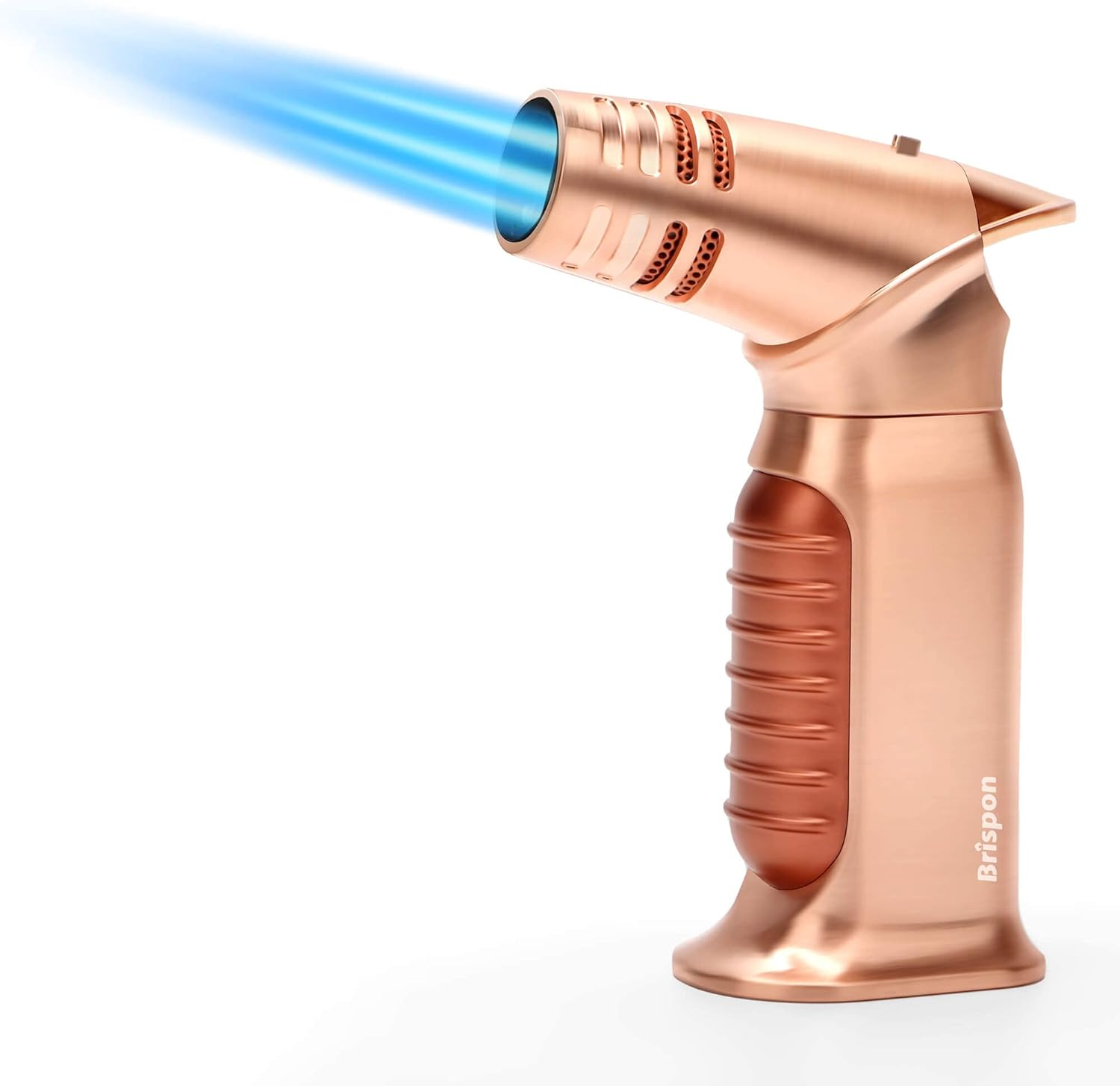 BRISPON Torch Lighter, Quad 4 Jet Flame Windproof Butane Refillable Lighter with Safety Lock for Kitchen Grill BBQ Candle Camping (Butane NOT Included) (Gunmetal)