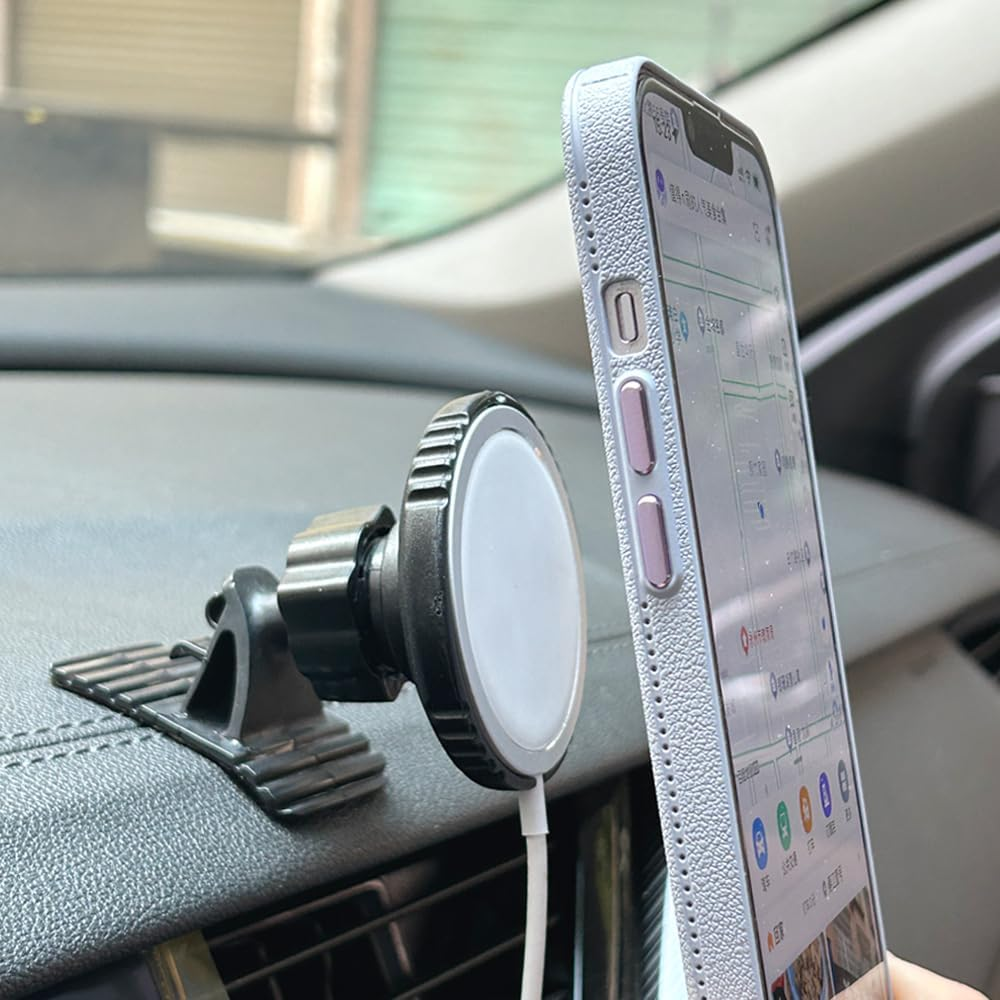 Car Phone Holder, Car Dashboard Adhesive Holder Is Compatible with Apple Mag Safe Mount 15W Wireless Charger Rear Clip, Ensures Good Heat Dissipation (Model a +Model B +Back Clip) image number 2