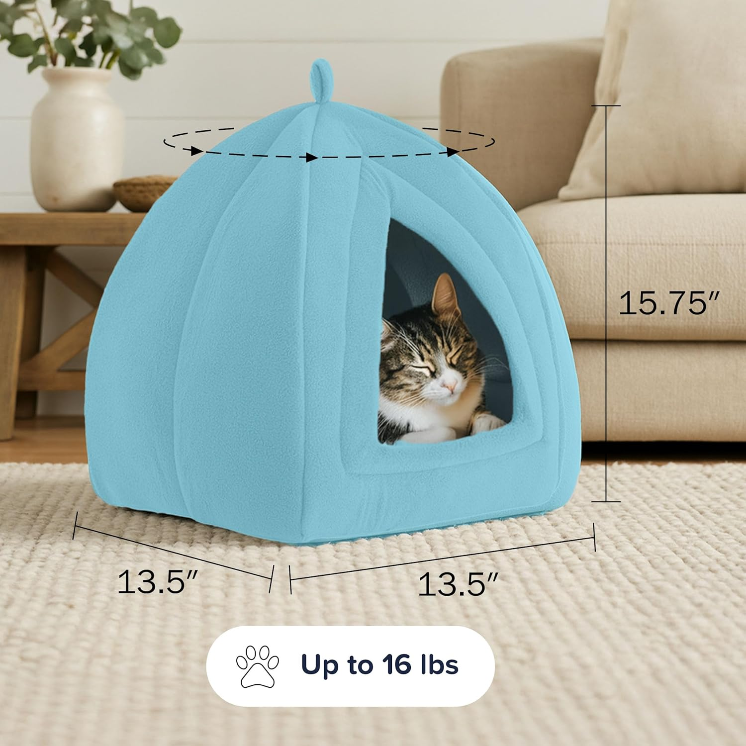 PETMAKER Cat House - Indoor Bed with Removable Foam Cushion - Pet Tent for Puppies, Rabbits, Guinea Pigs, Hedgehogs, and Other Small Animals by (Blue)