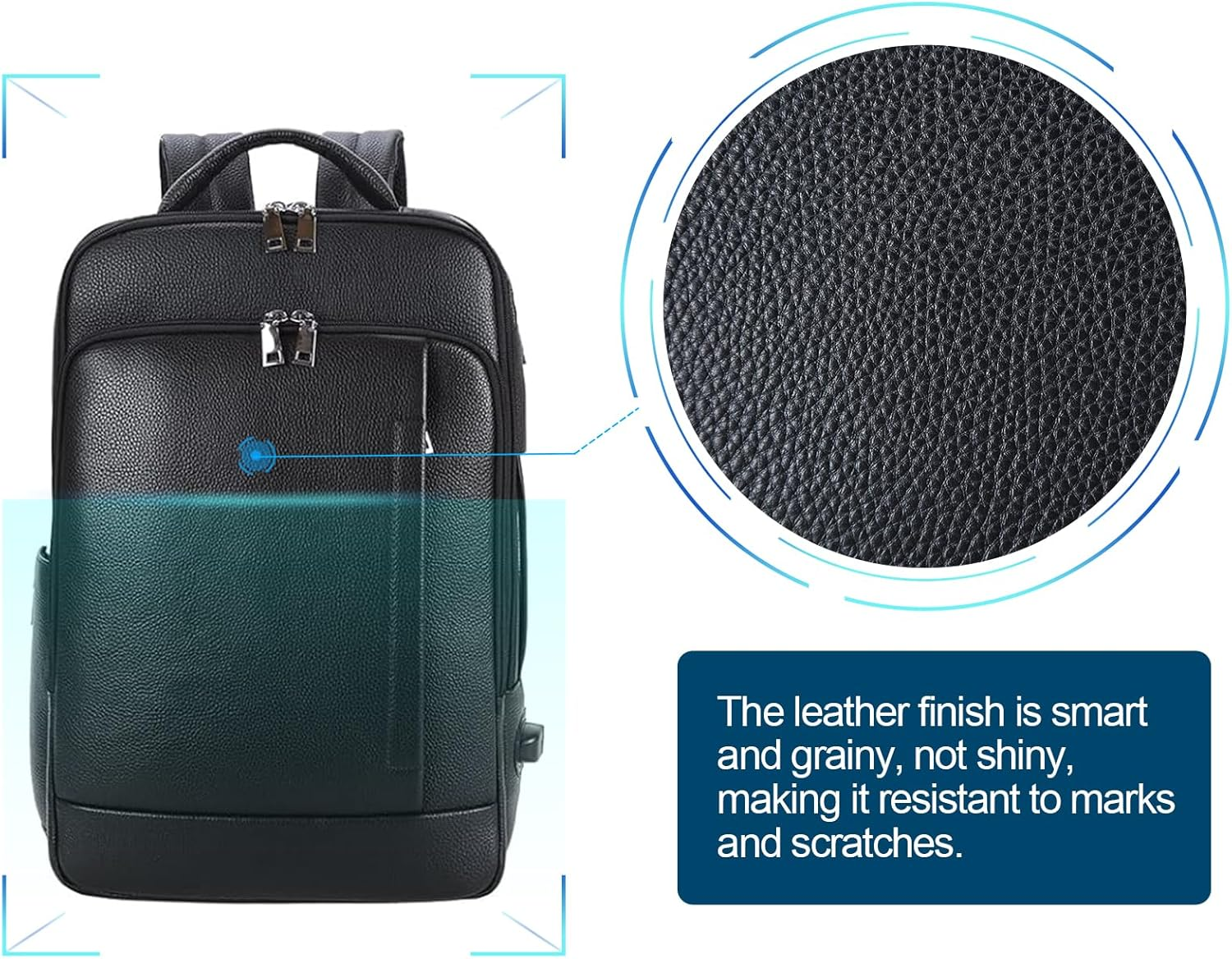 Tiding Genuine Leather Expandable Backpack for Men Women 15.6" Laptop Back Pack Work Business Travel Shoulder Daypacks image number 4