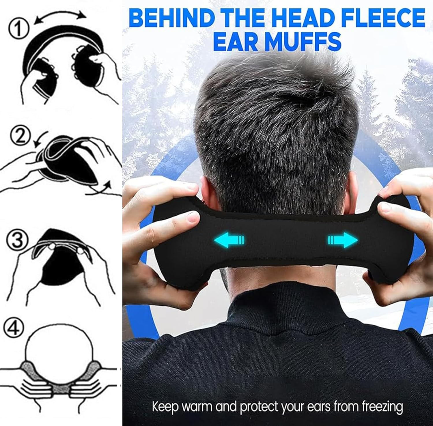 Unisex Classic Fleece Foldable Earmuffs Winter Accessory Outdoor Earmuffs image number 4