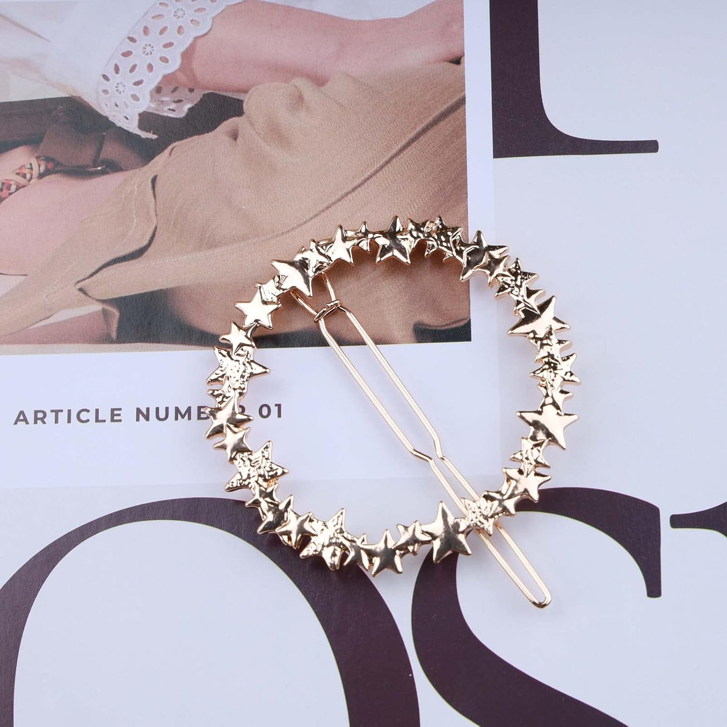 Wendalern Boho Star Hair Clip Vintage Circle Hair Pins Gold Circle Star Hair Clips round Meatal Hair Holder Clips Decorative Hair Accessories for Women and Girls image number 5