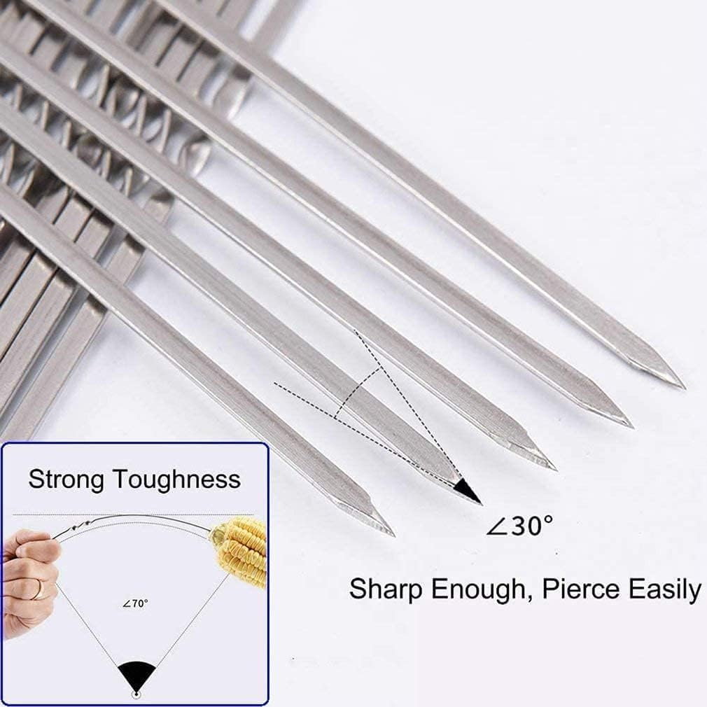 12 Pcs Premium Kabob Skewers,Anti-Roll Metal Stainless Steel BBQ Barbecue Skewer for Meat Shrimp Chicken Vegetable Kebab Fork Sausage&hellip; (12P-Style A) image number 5