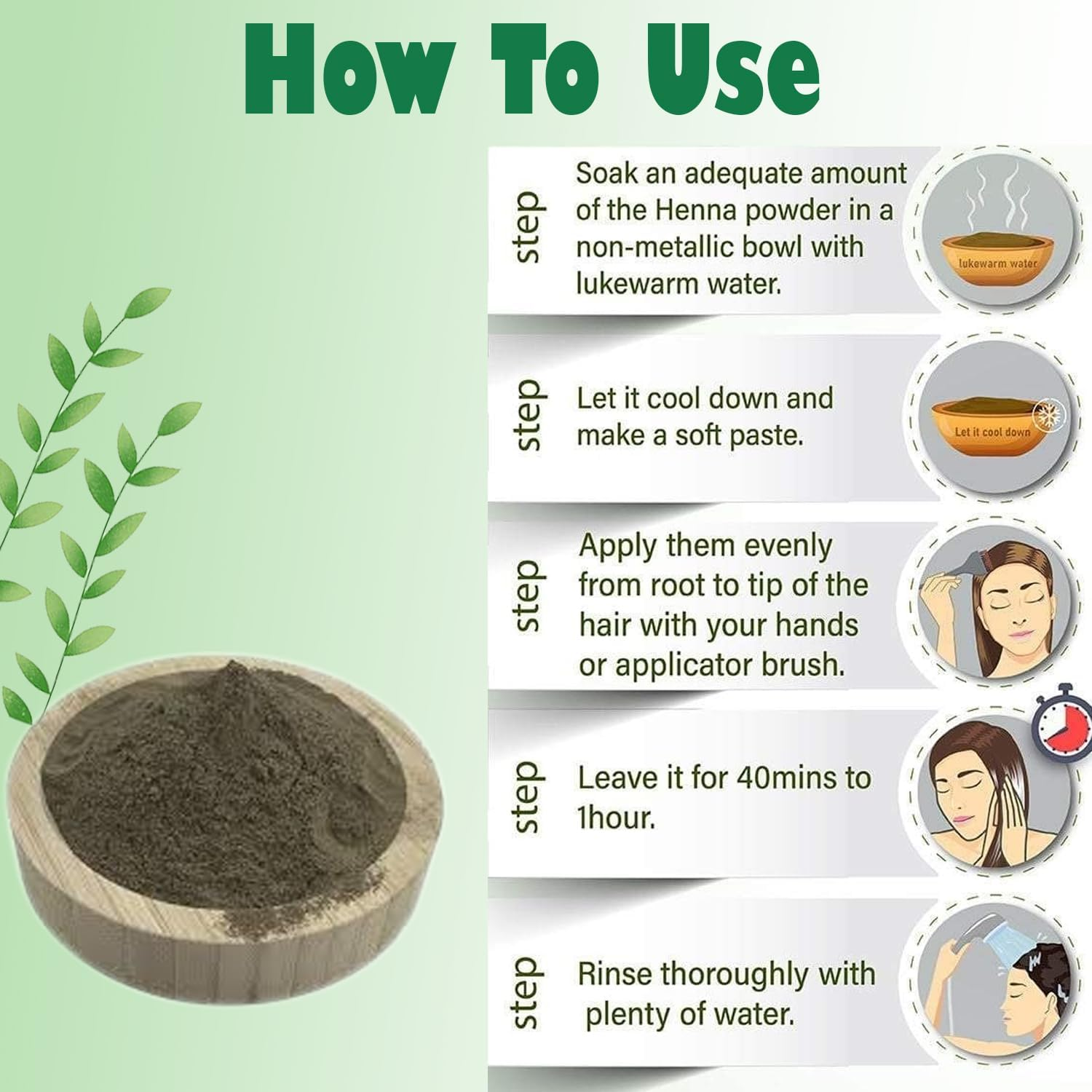 Ayu Hina Henna, Black Naturals - Pack of 5, Original Bhavnagar Henna Mehndi (125 G Economy Pack), Powder, Suitable for Normal Hair, Makes Hair Naturally Black, Shiny, Strong, Healthy and Beautiful image number 1