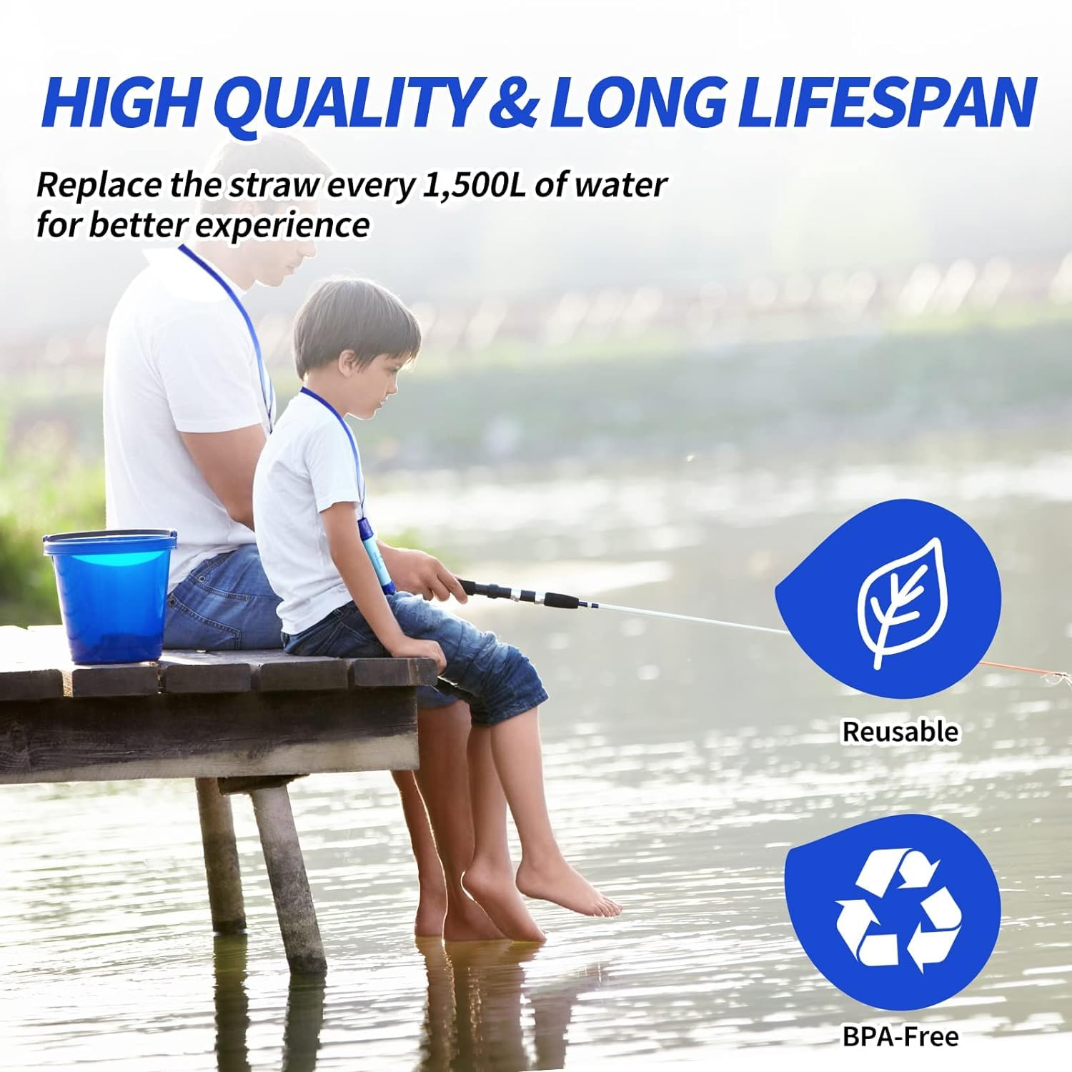 Personal Outdoor Water Filter Straw Outdoor Portable Filtration Emergency Survival Gear Water Solutions Tactical Gear for Hiking Camping Accessories Travel Hunting Fishing Outing Backpacking image number 4