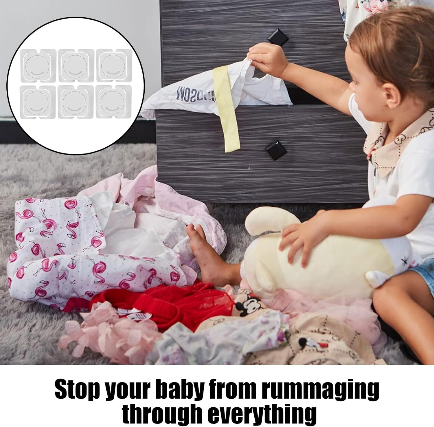 6 Child Safety Cabinets Locks for Fridge Baby Proof Cupboard Locks Drawer Lock for Home Kitchen Bathroom Cabinet Refrigerator Door Safety Strap Locks with Strong and Removable Adhesive No Tools and Drilling Required White