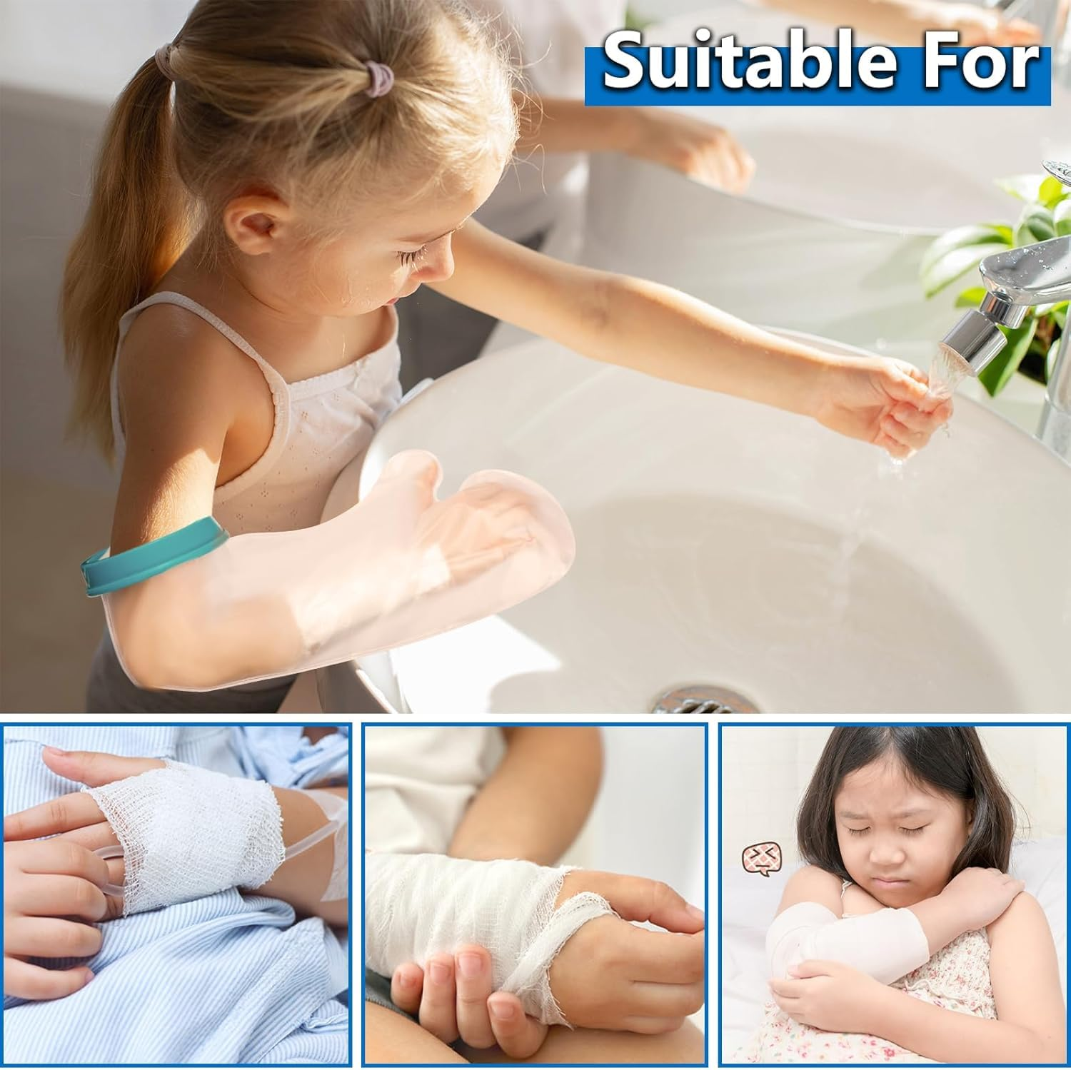 Waterproof Child Elbow Cast Cover for Shower,Upper Arm Protector for Swimming and Bathing,Reusable Half Cast Protector,Shower Sleeve for Arm Cast Bag to Keep Wound and Bandages Dry image number 2