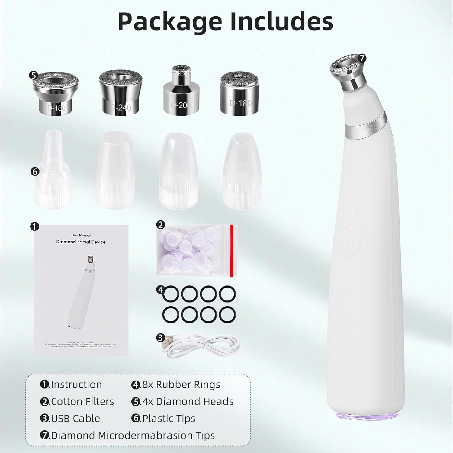 Iebilif Diamond Microdermabrasion Machine, 3 Modes Diamond Microdermabrasion Dermabrasion Machine for Blackhead Removal, Professional Portable Home Travel Microdermabrasion Device image number 5