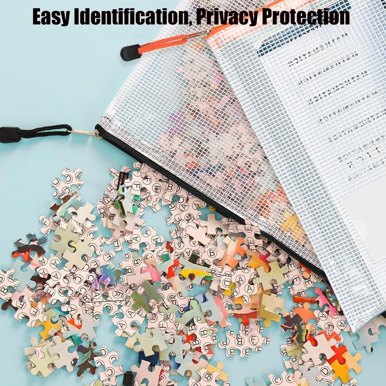 A4 Zipper File Bags, 24PCS Waterproof Plastic Mesh Zipper Pouch Document Bag, Waterproof Zip File Folders Wallets for School Office Travel Home Storage Receipts Storage image number 4