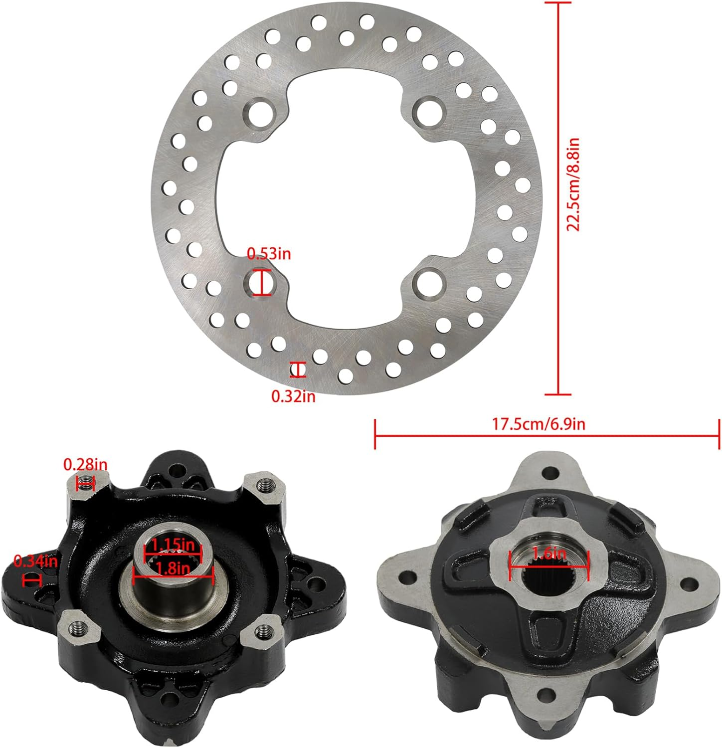 Waltyotur Front Wheel Hub Brake Disc Stud Kit Replacement for Polaris ACE RZR 570 500 800 900 Replacement for 5137127-067 5137659-067 5137539-067 image number 4