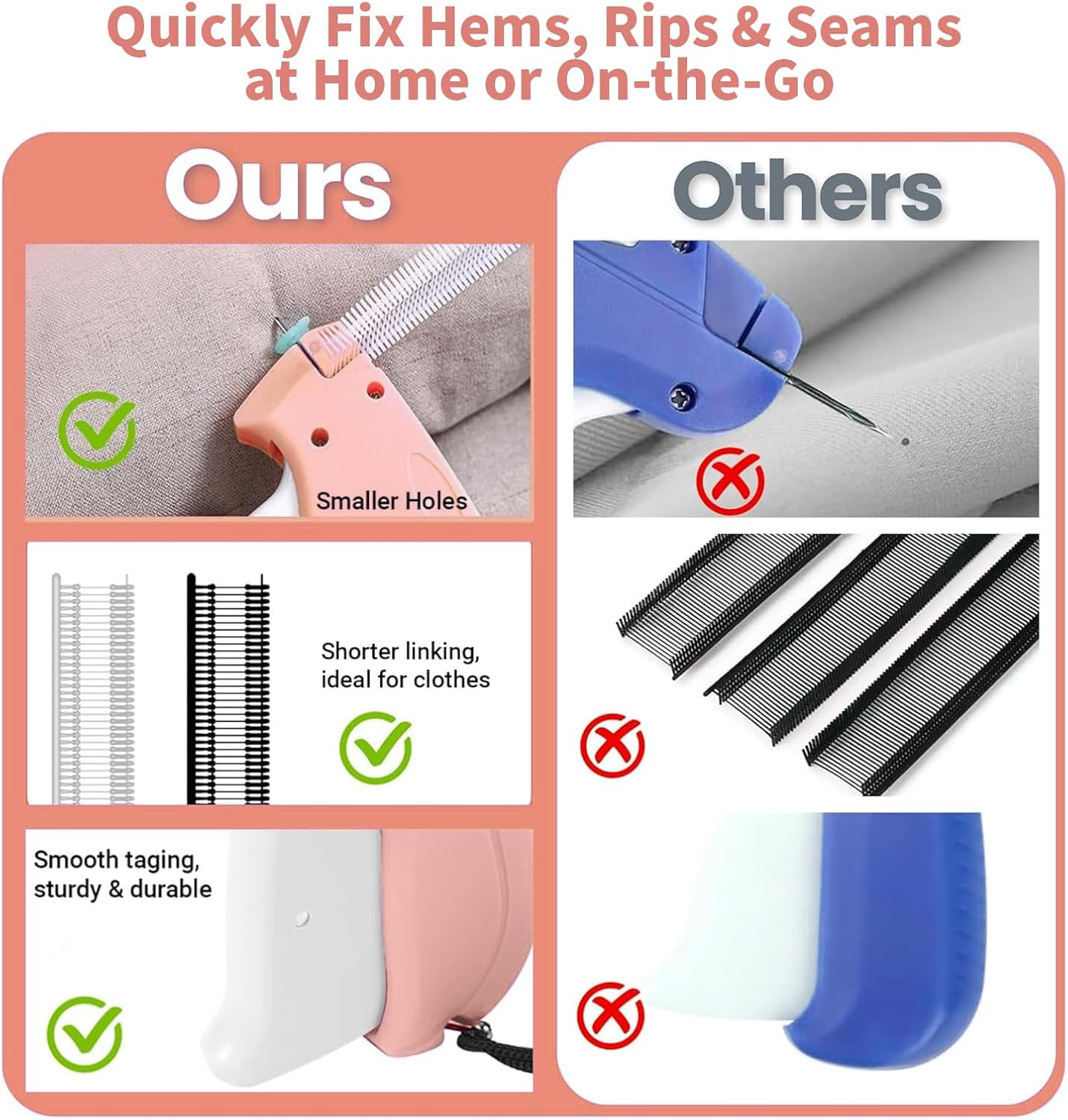 MAEZOE Stitch Gun for Clothes with 5 Needles & 2000 Fasteners &ndash; Quick Sewing Gun for Clothing Repairs, Hemming, Quilting &ndash; Durable Fabric Stapler for DIY, Home & Tailors image number 5