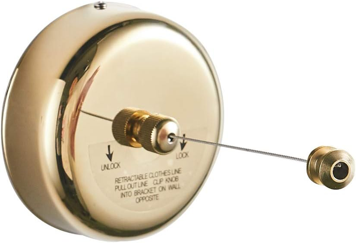 Besy Retractable Clothesline SUS304 Stainless Steel Clothes Dryer with Adjustable Stainless Steel Rope String Hotel Style Heavy Duty,9.2 Feets,Golden Finish, round Style image number 4