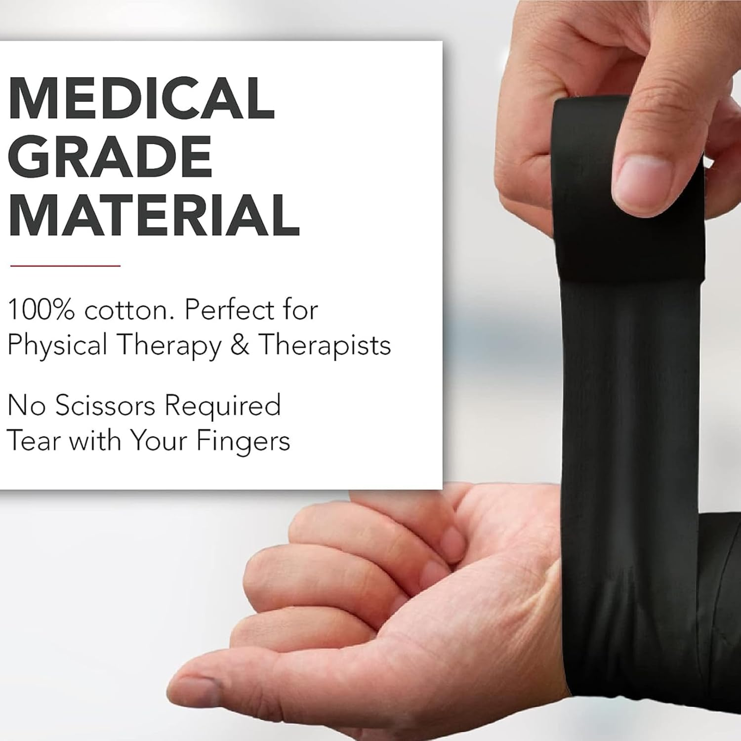 4-Pack Black Athletic Sports Tape,Very Strong Easy Tear NO Water & Sweat Resistant Therapeutic Tape for Performance Fitness Athletes, Protect & Assist Motion, Injury Recovery