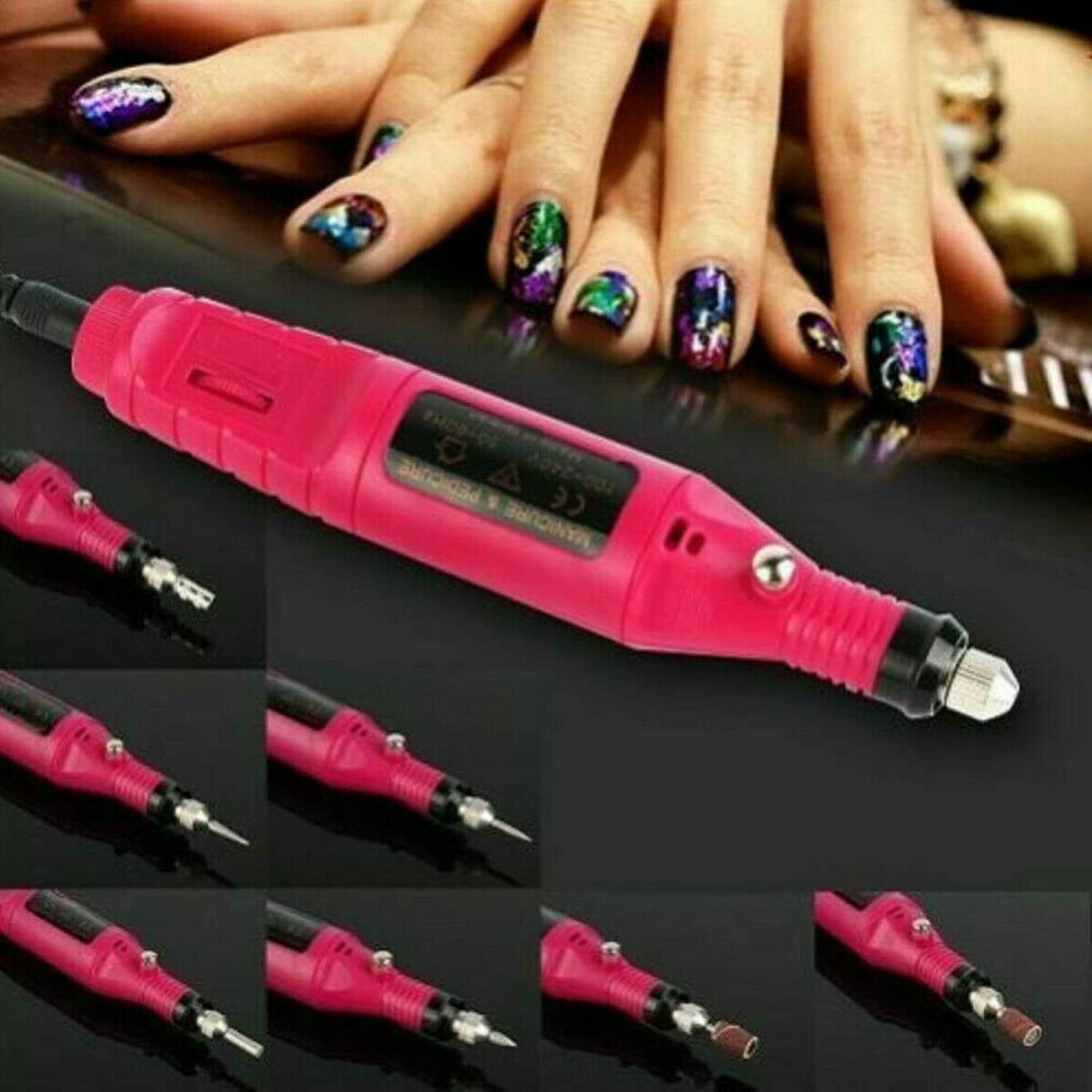 Electric Nail Drill Machine Bits 24File Tool Kit Machine Manicure Art Pen Shaper USB Nail File Drill Kit for Acrylic, Gel Nails, Manicure Pedicure Tools with 6 Bits and Sanding Bands (Pink) image number 2