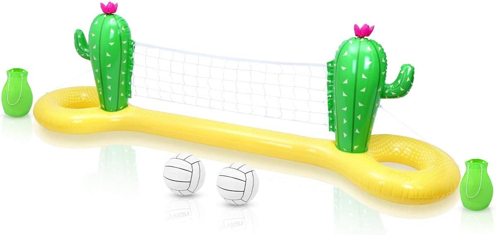 PVC Inflatable Volleyball Game Set Floating Hoop Game Cactus Floating Water Summer Fun Float Game Set Swimming Pool Summer Party300*70 * 100Cm image number 3
