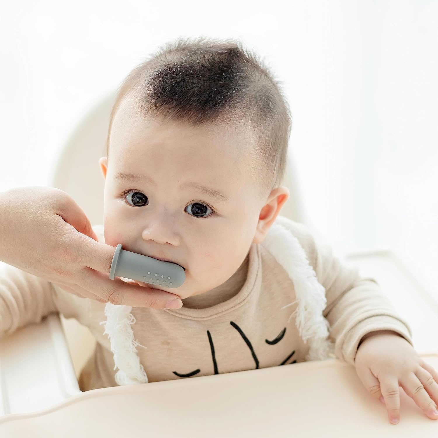 Baby Toothbrush Finger Kit, Two Finger Brushes Oral Cleaner Kit for 3 Months +, 2 Piece (Cloud/Mint)