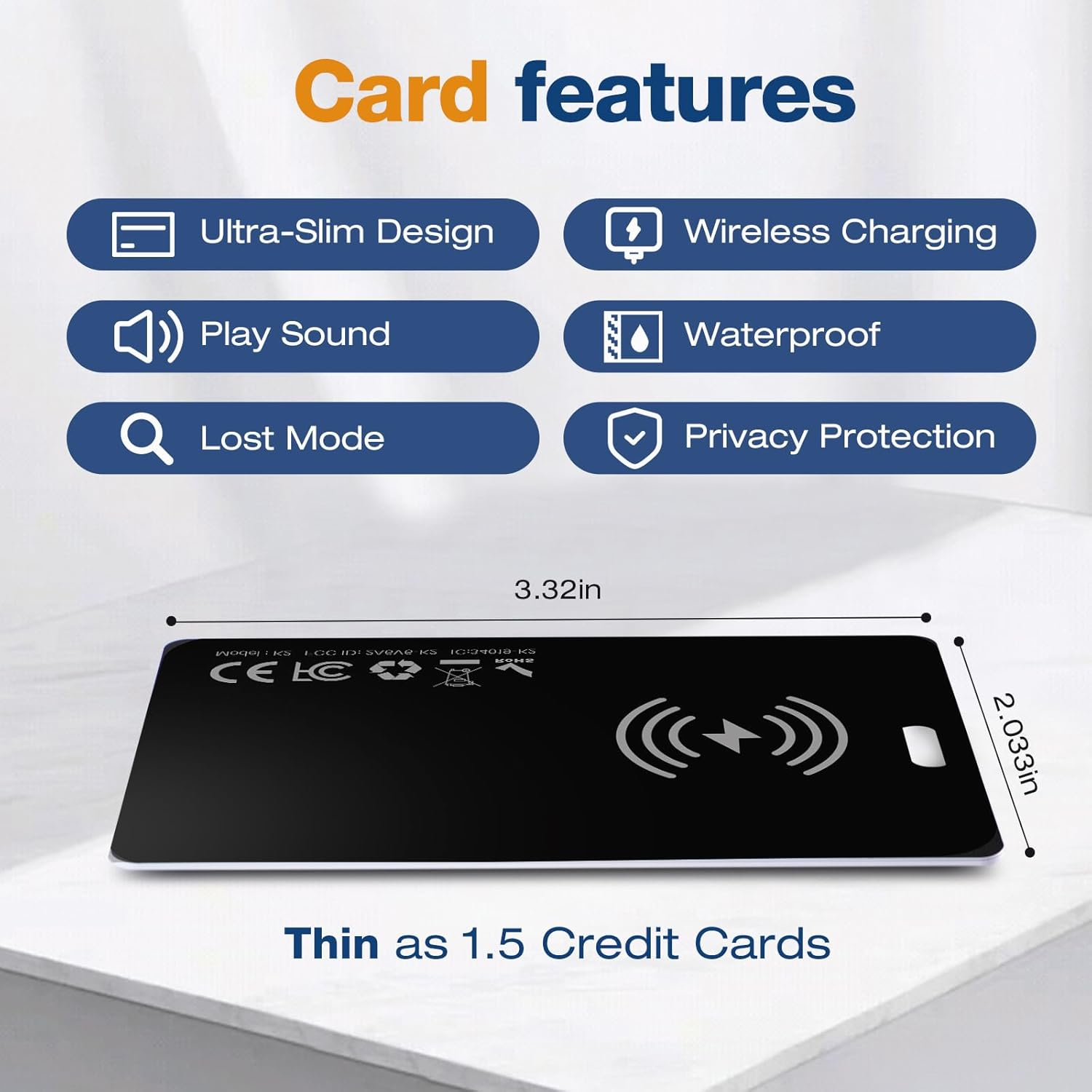 Airtag 2 Pack Wallet Tracker Card 0.06In Slim - Airtag Card Smart Tag IP68 Waterproof, Works with Apple Find My, Apple Air Tag for GPS, Keys, Purse, Credit Card (Ios Only) image number 1