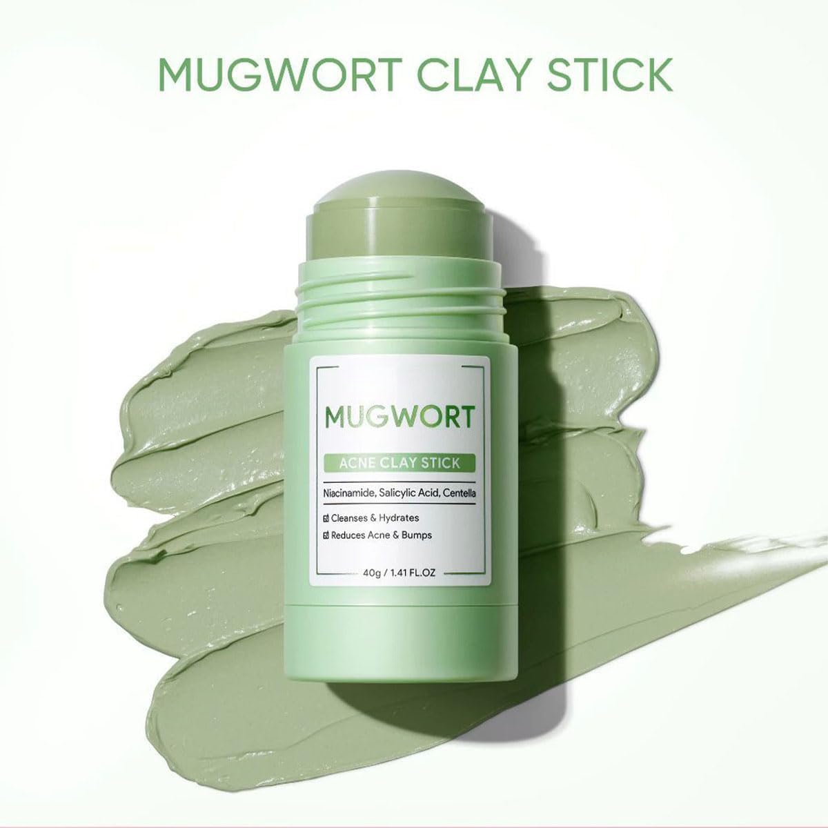 Mugwort Clay Mask Stick for Face, Deep Cleansing Blackheads & Pores, Reduces Excess Oil, Acne Treatment Mud Mask, Moisturizes & Calms Skin with Mugwort Essence, for Men & Women (1PCS) image number 4
